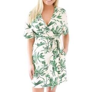 NEW Emily McCarthy Belted Robe Wrap Dress Rose Jungle Print Size Medium
